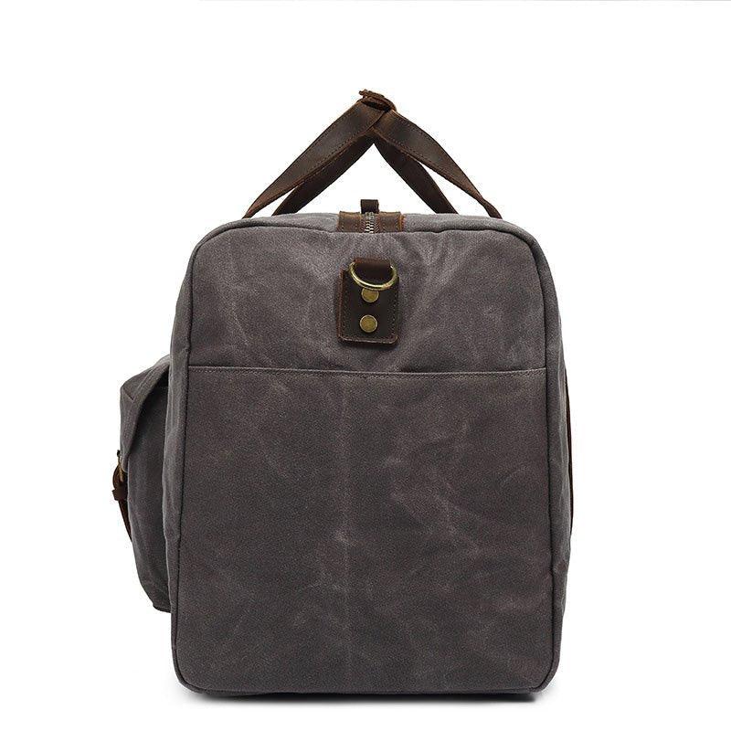 Waxed Canvas Travel Duffle Bag with Pockets - Woosir