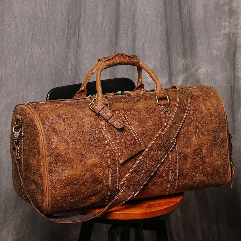 Full Grain Leather Duffel Bag Personalized Leather Weekender