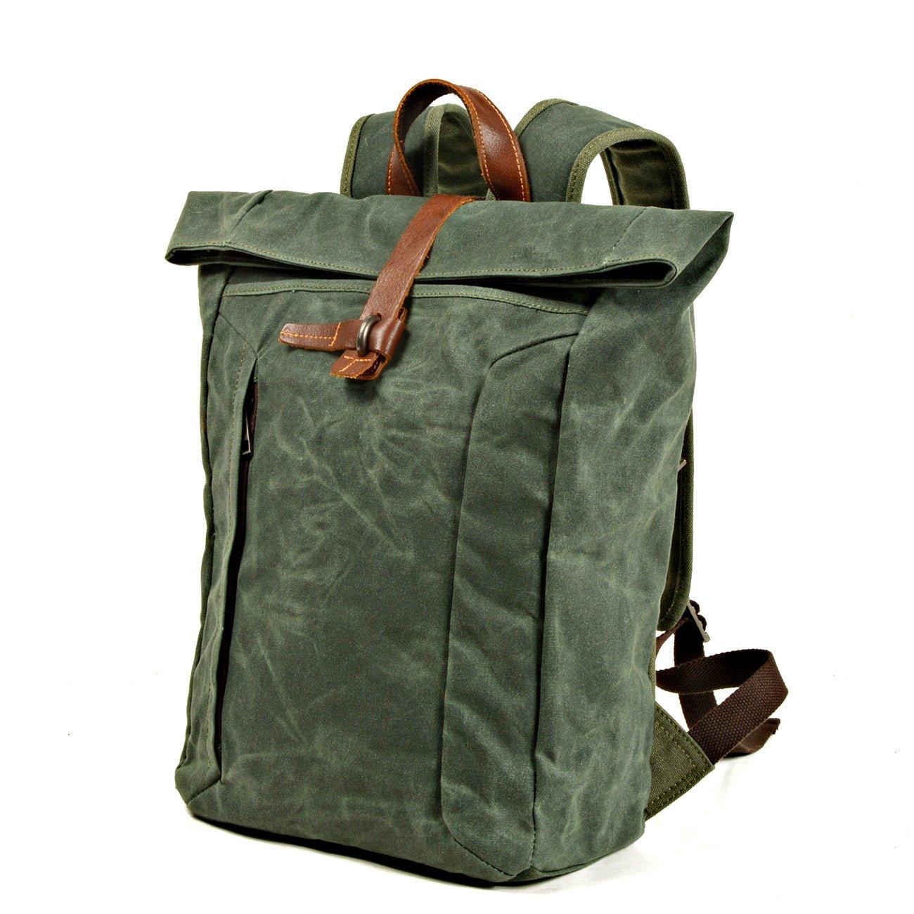 backpack laptop bags waterproof Mens Vintage Roll Top Backpack Laptop