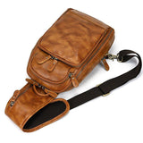 Cowhide Leather Cross Body Sling Bag with USB Port - Woosir
