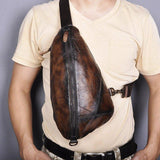 Genuine Cowhide Leather Cross Body Sling Bag - Woosir