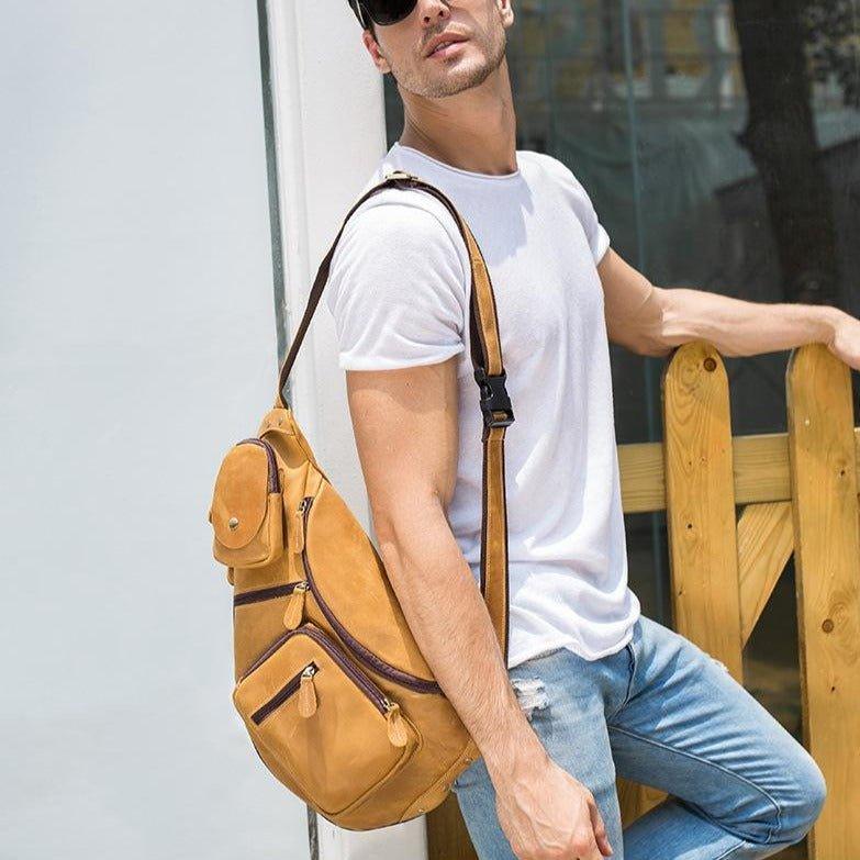 Woosir Genuine Leather Small Sling Bag for Men - Vintage Bags for Men &  Women, Woosir