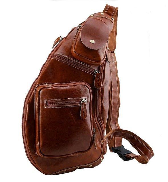 Mens Leather Crossbody Sling Bag Vintage - Woosir