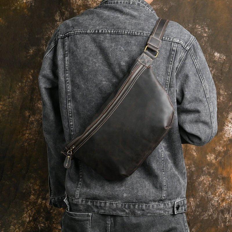 Genuine Cowhide Leather Sling Bag for Man - Woosir