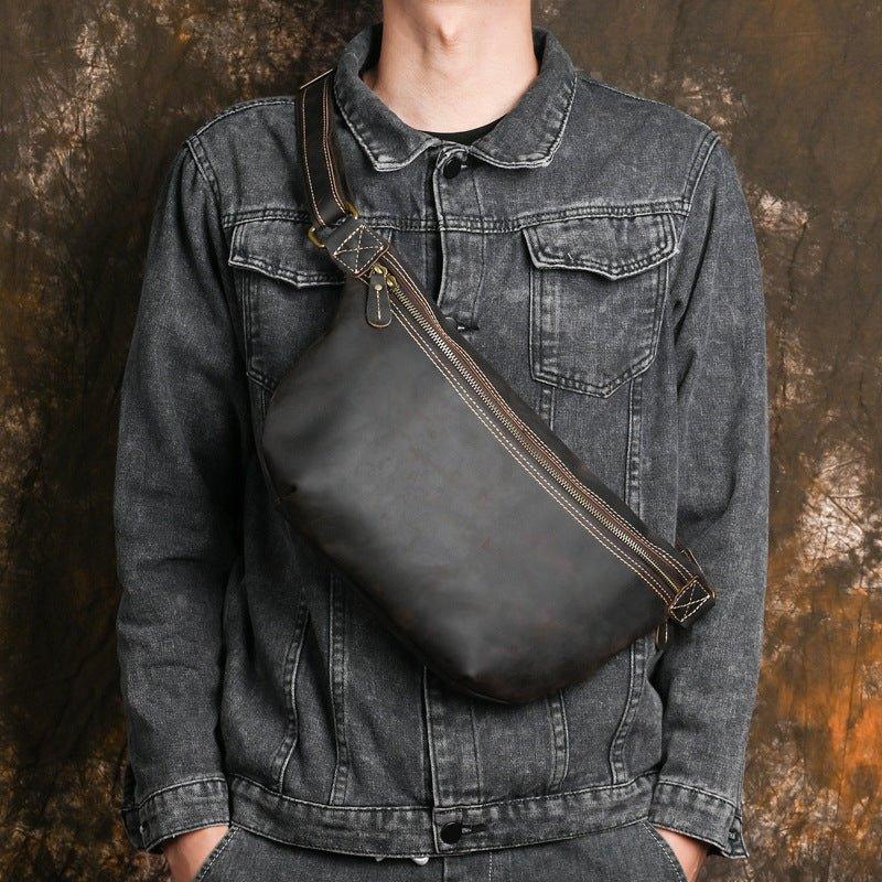 Genuine Cowhide Leather Sling Bag for Man - Woosir