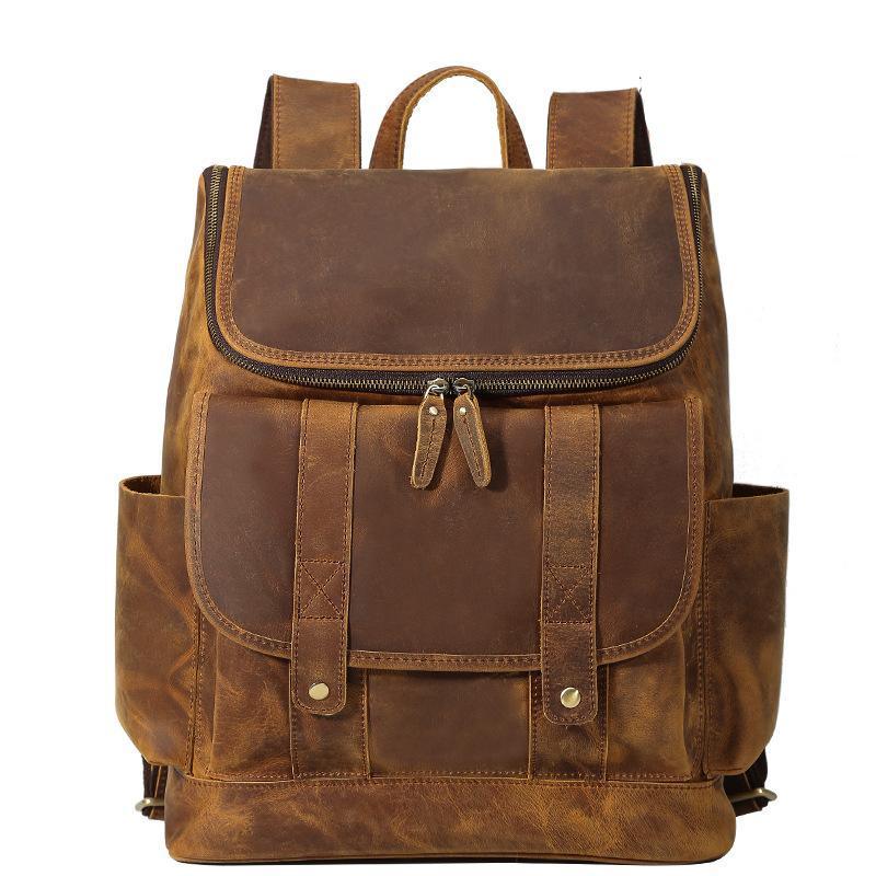 Vintage Leather Backpack for 16 Inch Laptop, Brown Vintage Leather Backpack for 16 Inch Laptop, Brown