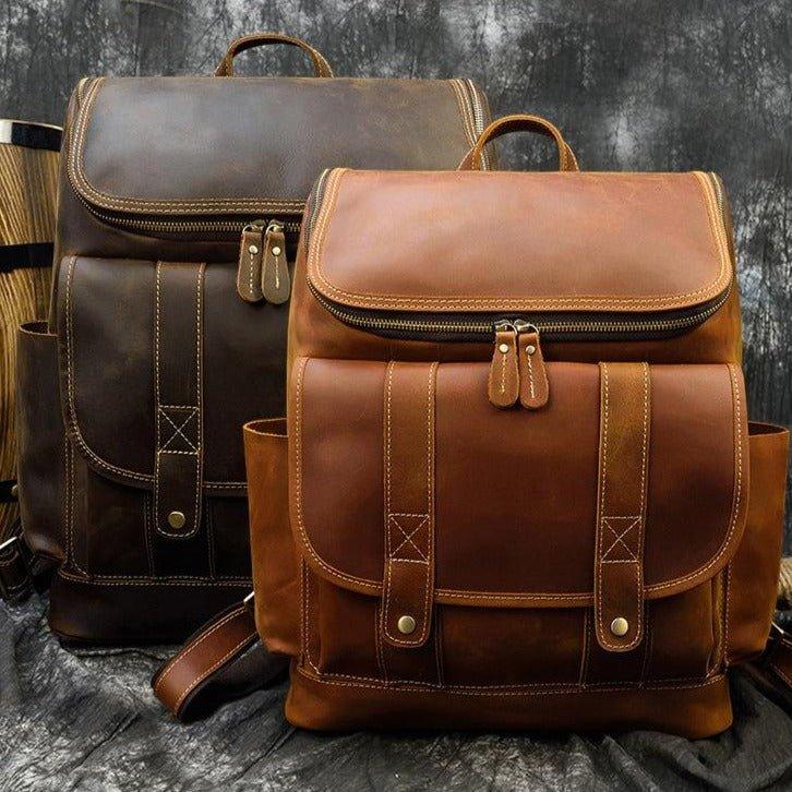 Fit For 16 Inch Laptop Shoulder Bag Handmade Genuine Leather Men's