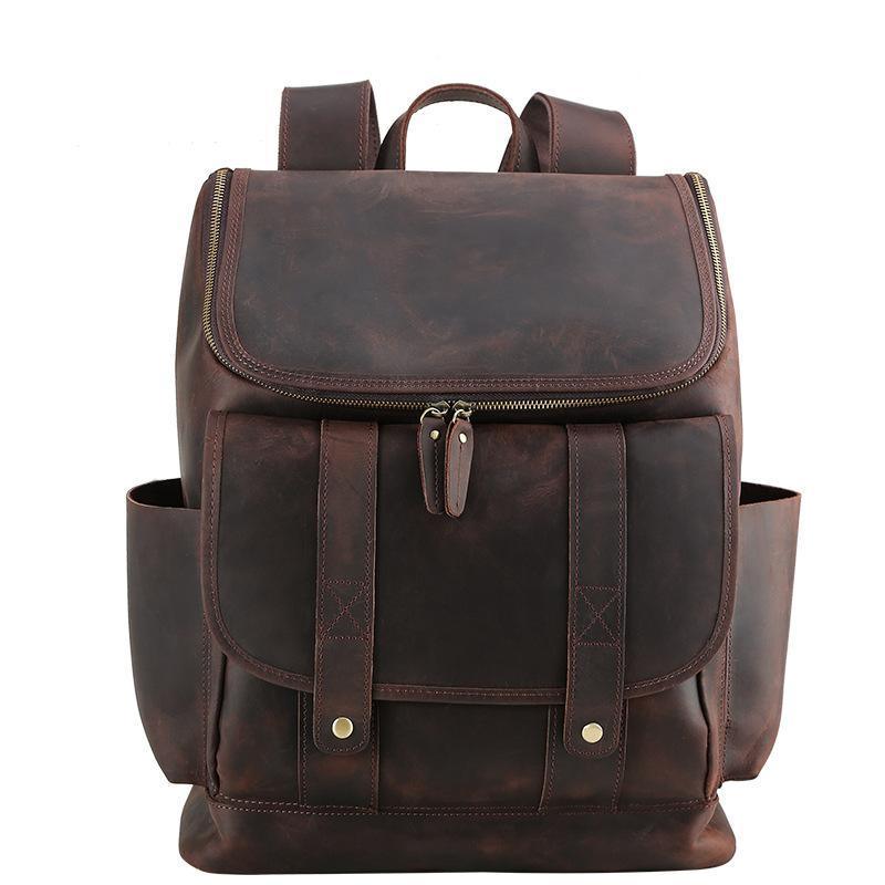 Vintage Leather Backpack for 16 Inch Laptop, Brown Vintage Leather Backpack for 16 Inch Laptop, Brown