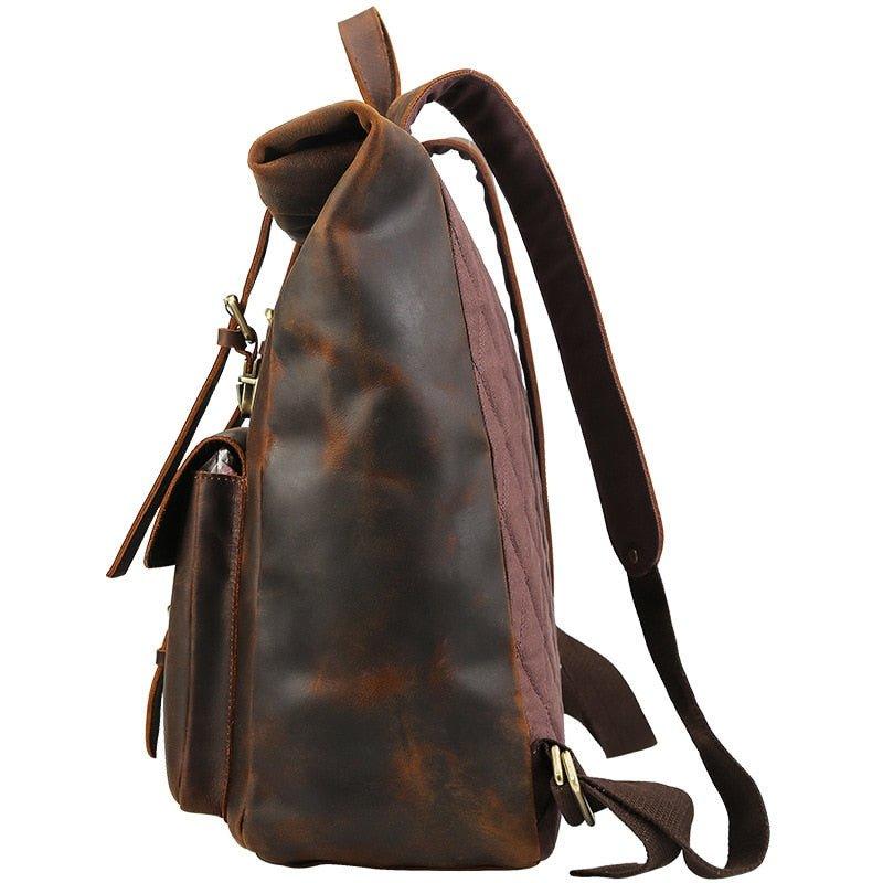 Large Leather Roll Top Backpack Laptop 17" Large Leather Roll Top Backpack Laptop 17"