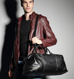 Woosir Genuine Leather Black Duffel Bag Mens - Woosir