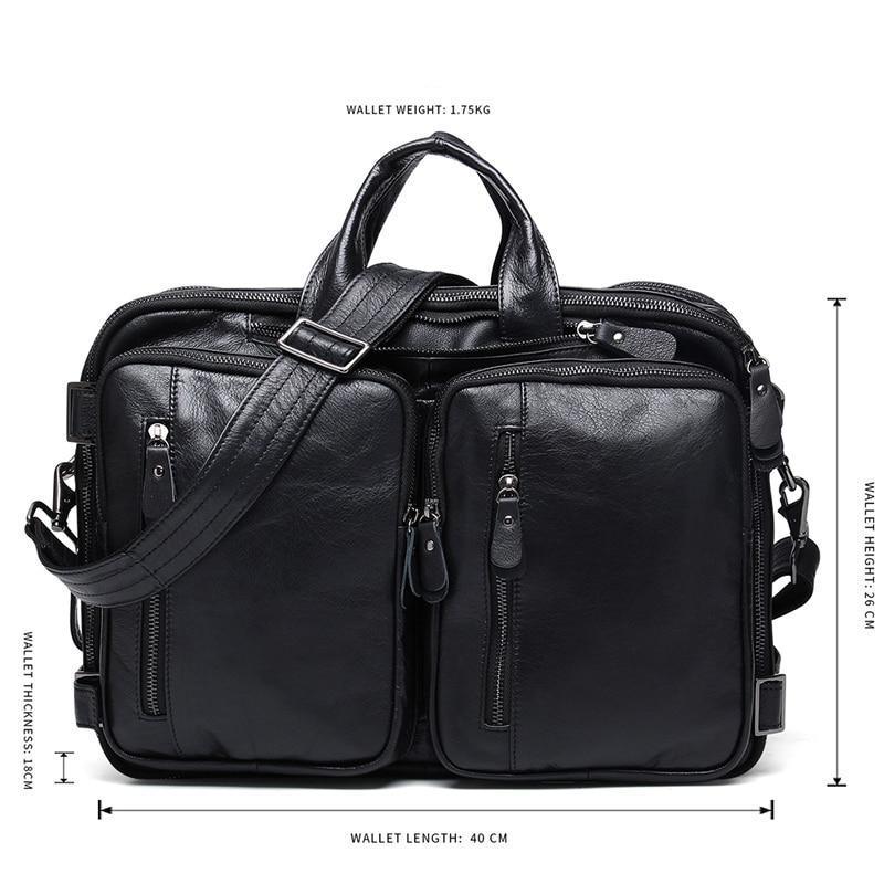 black leather briefcase backpack Men's Executive Laptop & Convertible 17 Inch Busi Young Professionals YP way carrying options Woosir Leather Briefcase Backpack Convertible