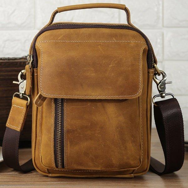 Crossbody Messenger Bag Mens Leather Small - Woosir