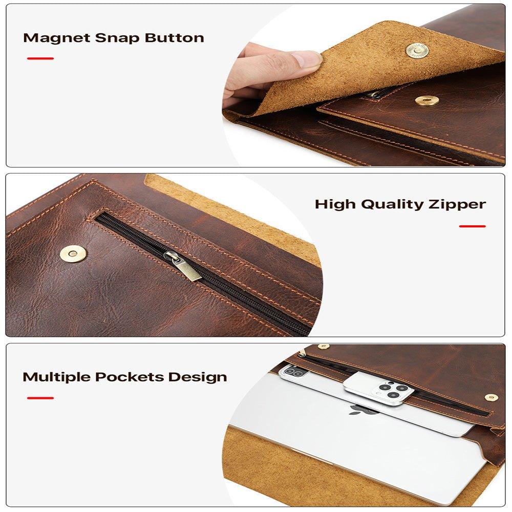 Woosir Genuine Leather Sleeve Case for 16 Inch MacBook Pro - Woosir