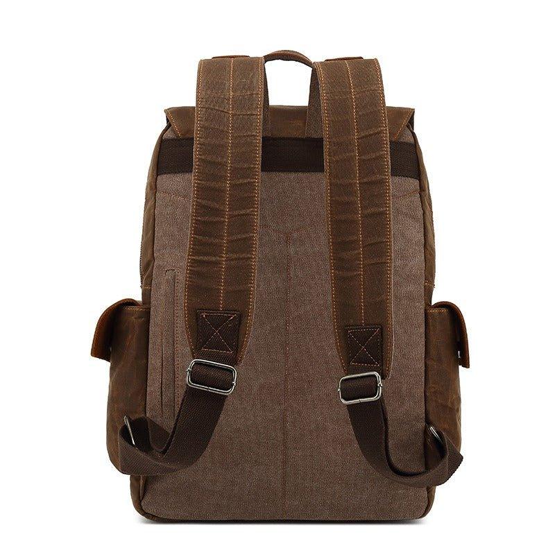 Waxed Canvas Backpack Rucksack with Side Pockets - Woosir