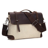 Laptop Messenger Bags Men Leather and Canvas - Woosir