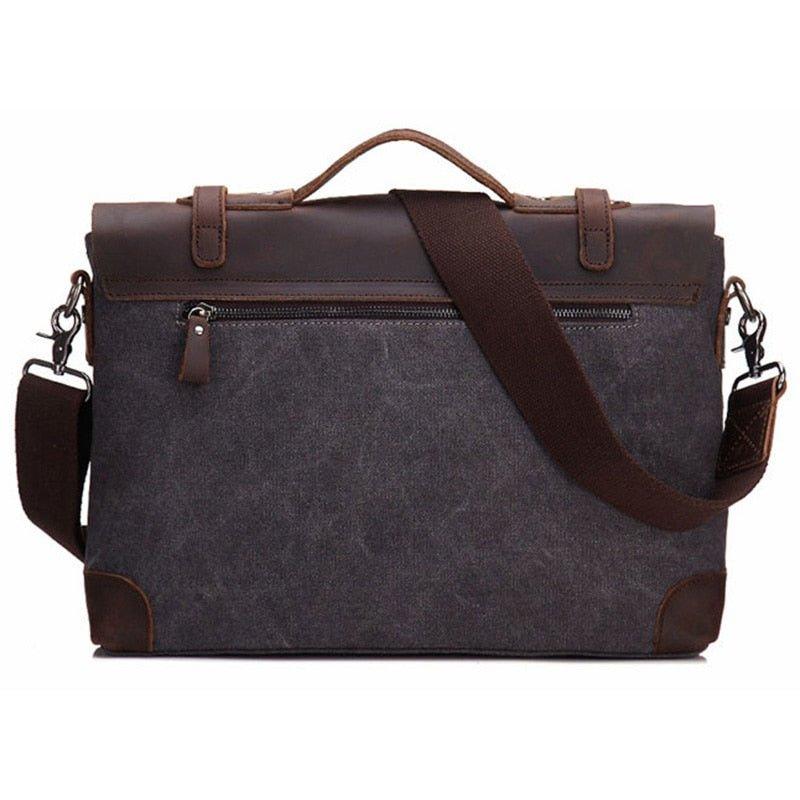 Laptop Messenger Bags Men Leather and Canvas - Woosir