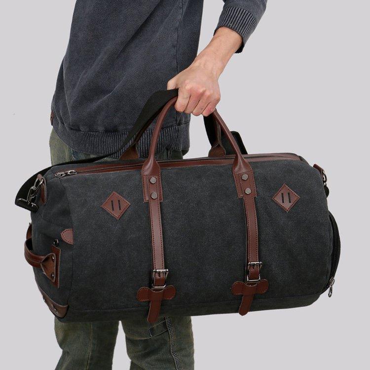 Large Canvas Duffle Bag with Shoe Compartment - Woosir