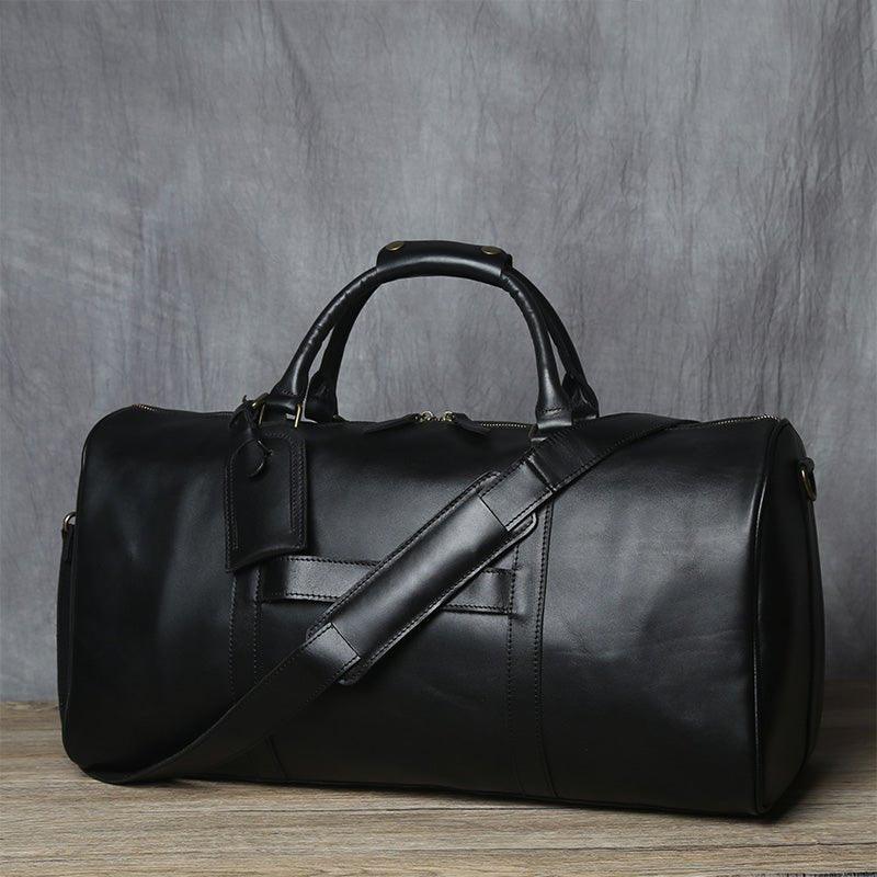 Leather duffle bag mens black Outlet