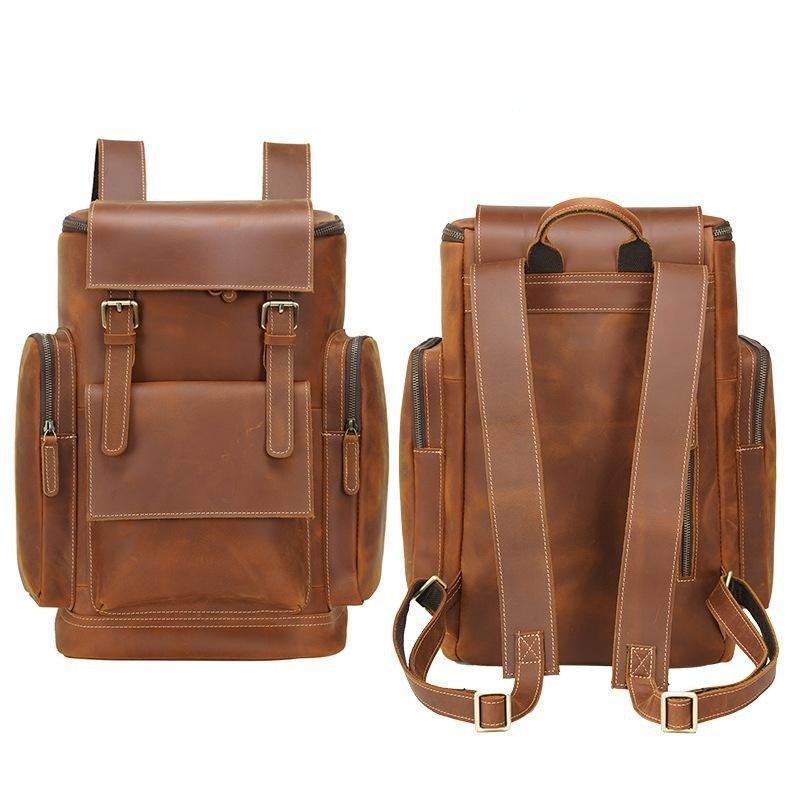 backpacks for school laptop Woosir Large Leather Laptop Backpack, School, Travel, Light Brown 1
