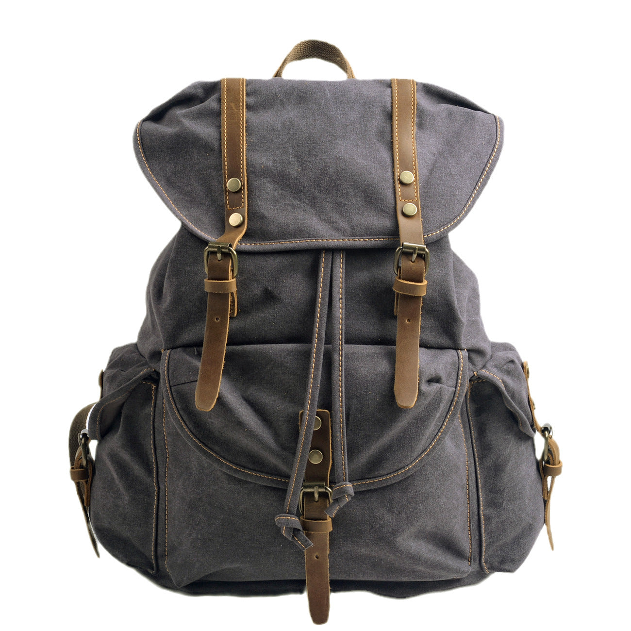 avenue a vintage travel canvas backpacks Large Vintage Canvas Backpack Travel For Men, DRAK GREY
