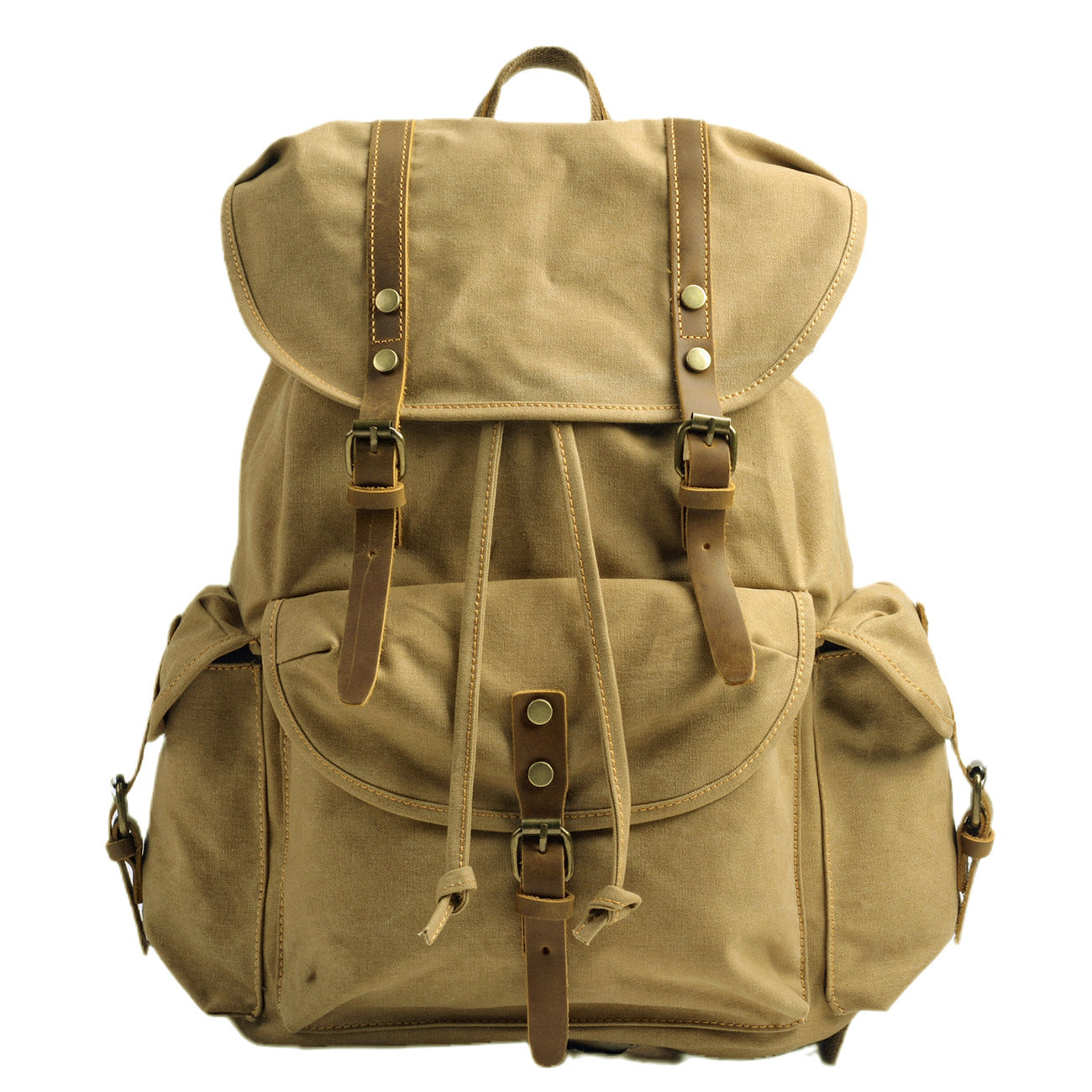 avenue a vintage travel canvas backpacks Large Vintage Canvas Backpack Travel For Men, KHAKI