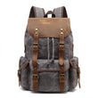 Large Leather and Canvas Backpack Rucksack - Woosir