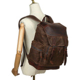Vintage Leather and Canvas Backpack with Laptop Sleeve - Woosir