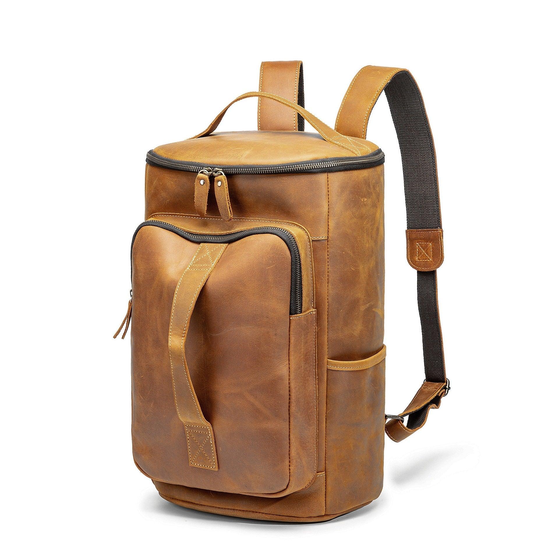 Large Leather Backpack Laptop, Grey