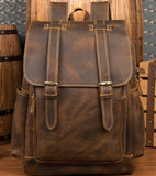 Mens Leather Backpack with Front Pocket - Woosir