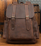 Mens Leather Backpack with Front Pocket - Woosir