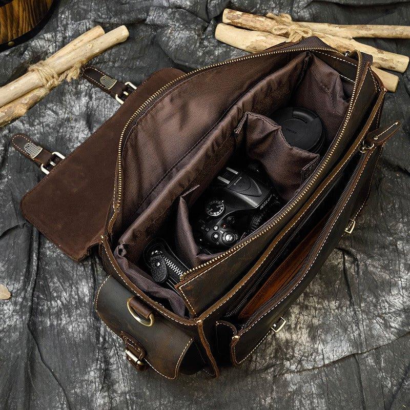 woosir leather camera bag vintage stylish slr dslr lenswoosir12412076 dark brown 564174