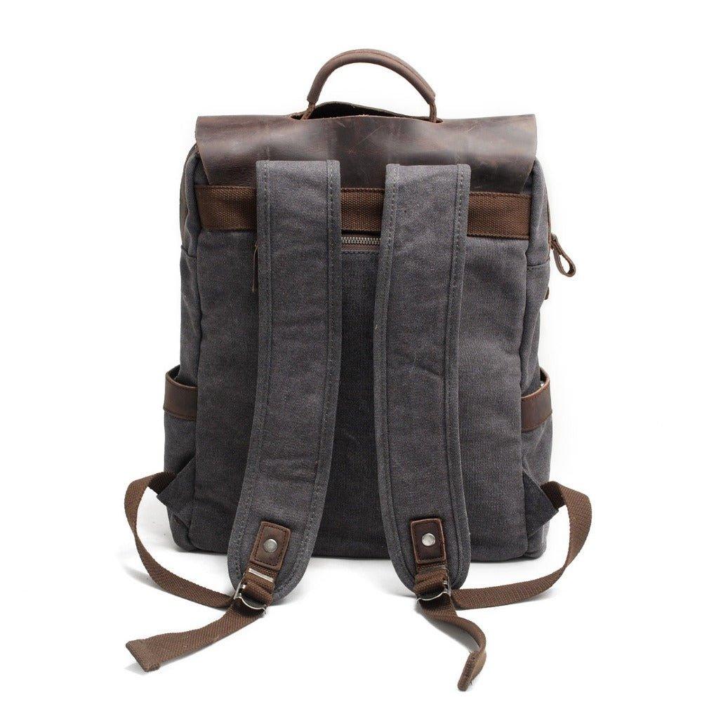 Leather Canvas Backpack 15.6 Inch - Woosir