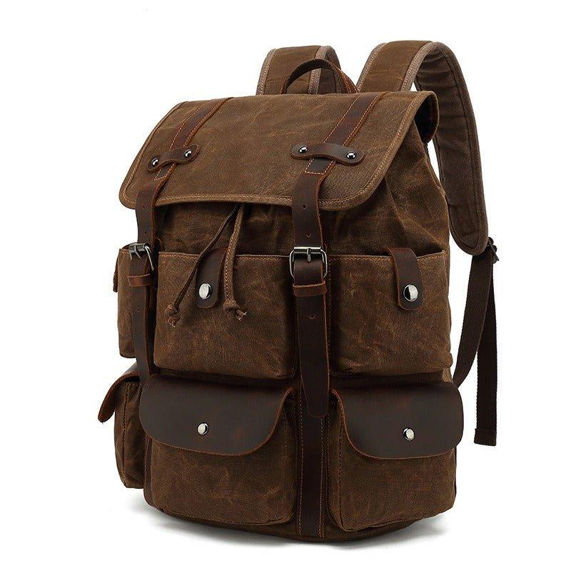 Woosir Leather Canvas Backpack Mens with Laptop Sleeve - Woosir