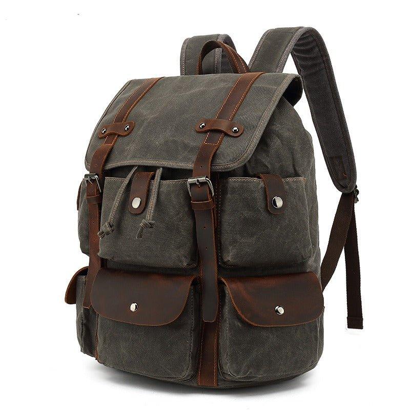Woosir Leather Canvas Backpack Mens with Laptop Sleeve - Woosir
