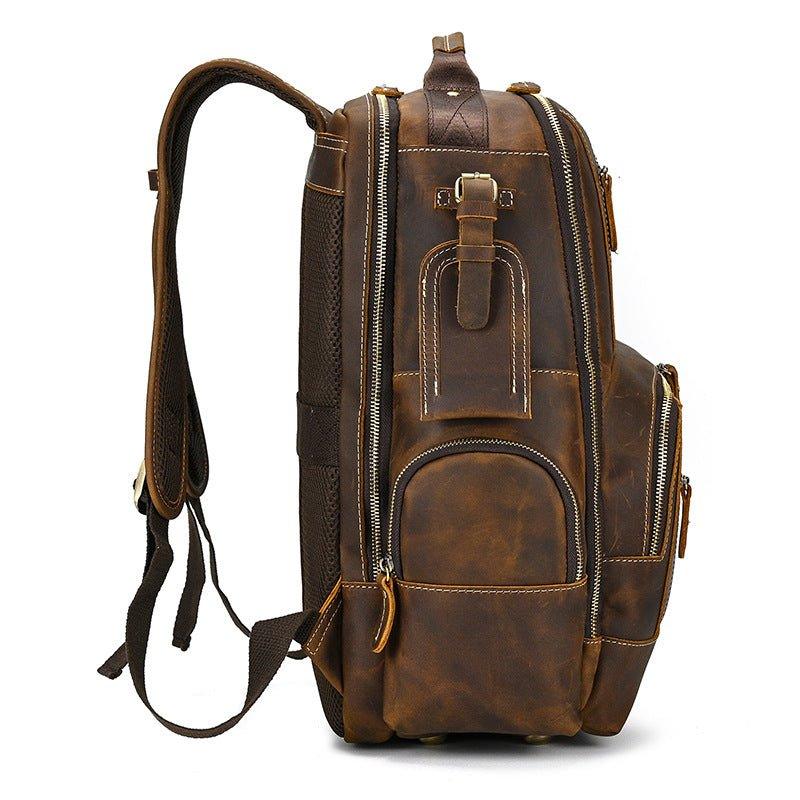 Large Vintage Mens Leather Backpack for Travel - Woosir