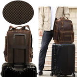 Large Vintage Mens Leather Backpack for Travel - Woosir