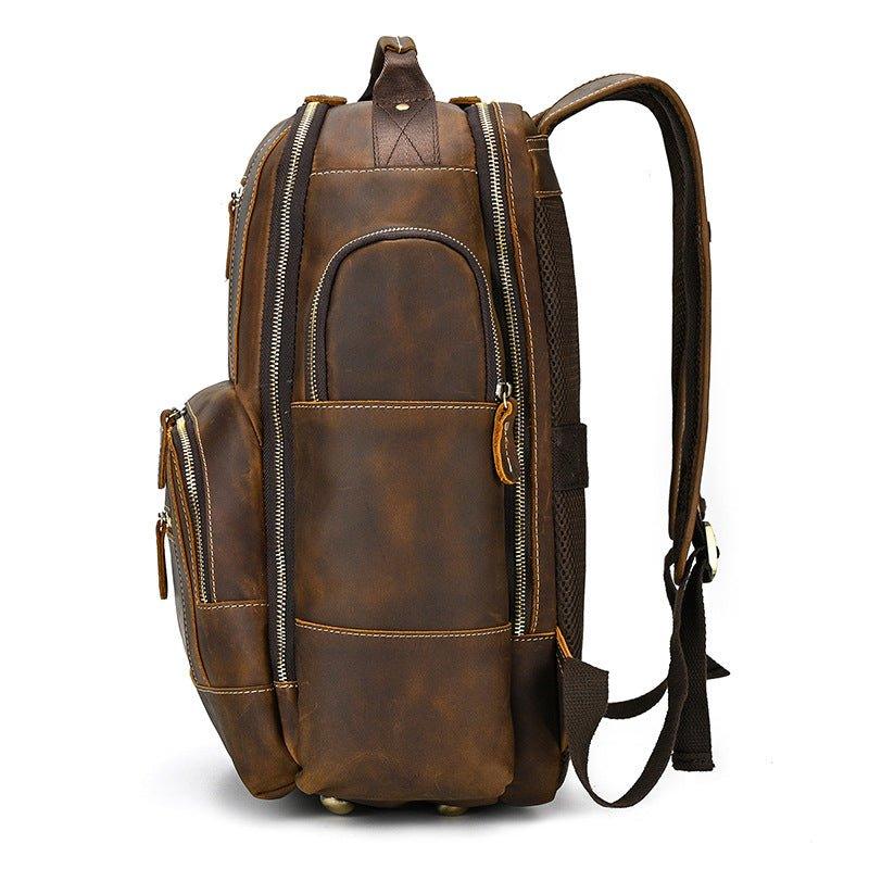 Woosir Vintage Genuine Leather College Backpack Travel - Woosir