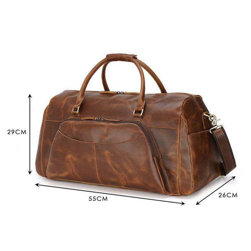 Leather Duffle Travel Bags for Men with Pockets - Woosir