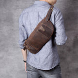 Mens Leather Crossbody Bag with Adjustable Belt - Woosir