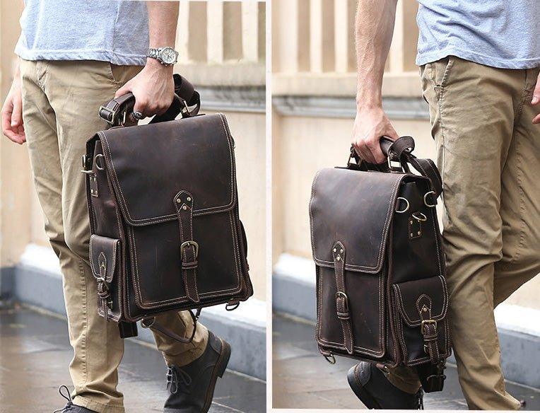 Woosir Leather Flap Backpack for Men - Woosir