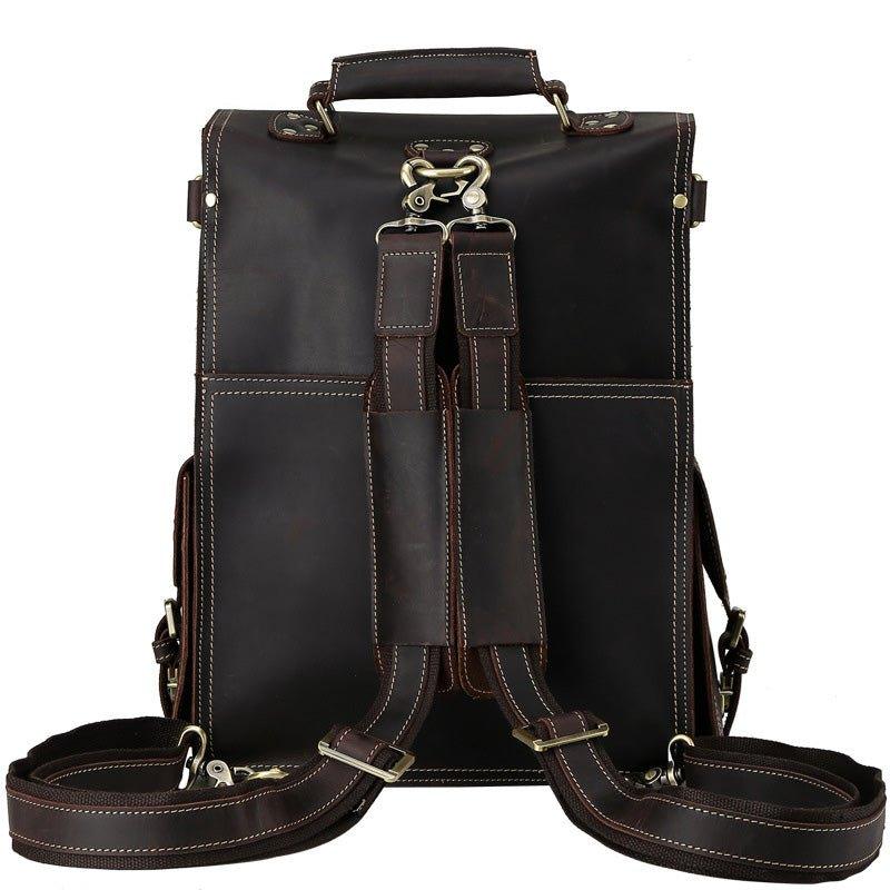 asian backpack leather flap Woosir Leather Flap Backpack for Men