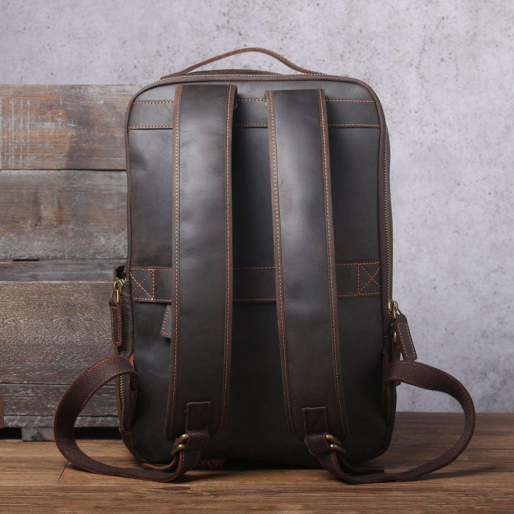 Vintage Mens Leather Backpack for Laptop - Woosir