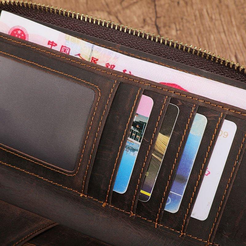 Woosir Leather Money Clip Card Holder With Double Zipper - Woosir