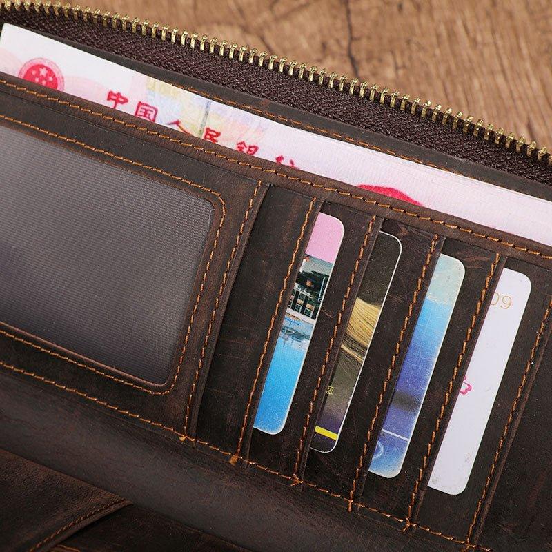Woosir Leather Money Clip Card Holder With Double Zipper Woosir Leather Money Clip Card Holder With Double Zipper