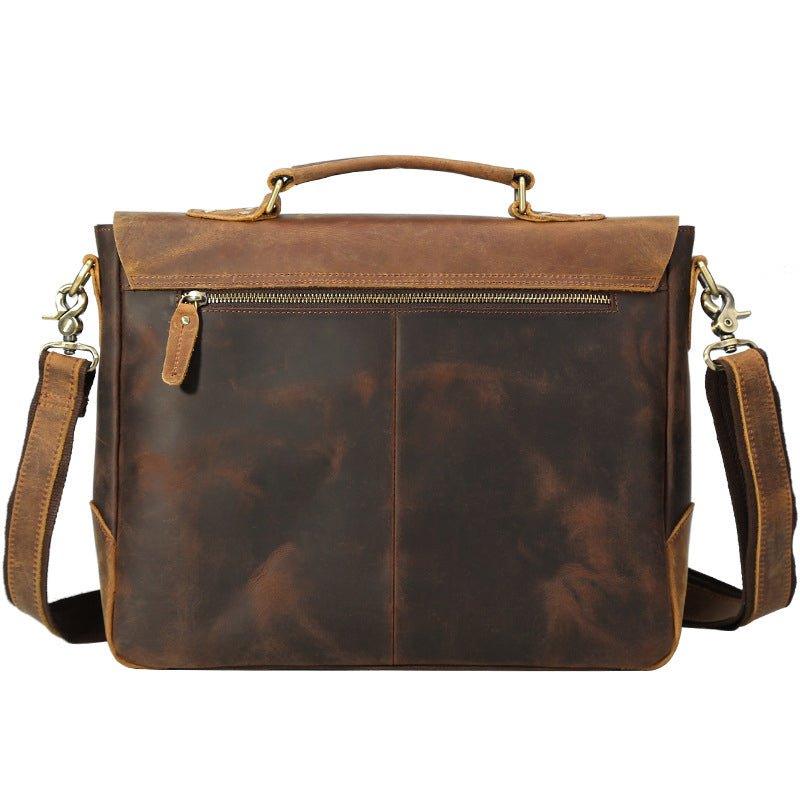 Woosir Leather Satchel for Men Laptop 14 Inch Brown - Woosir