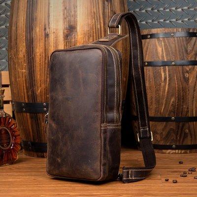 apostrophe leather sling backpack Mens Leather Sling Backpack Large, Brown / S