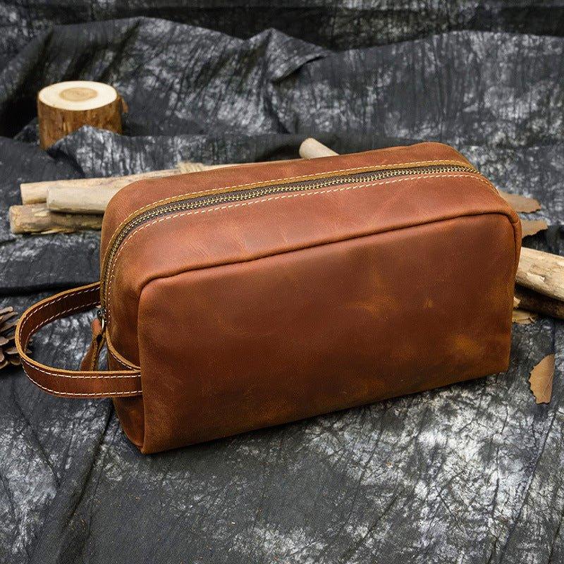 Woosir Leather Toiletry Bag Dopp Kit Shaving Case - Woosir