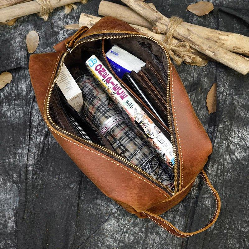 Woosir Leather Toiletry Bag Dopp Kit Shaving Case - Woosir