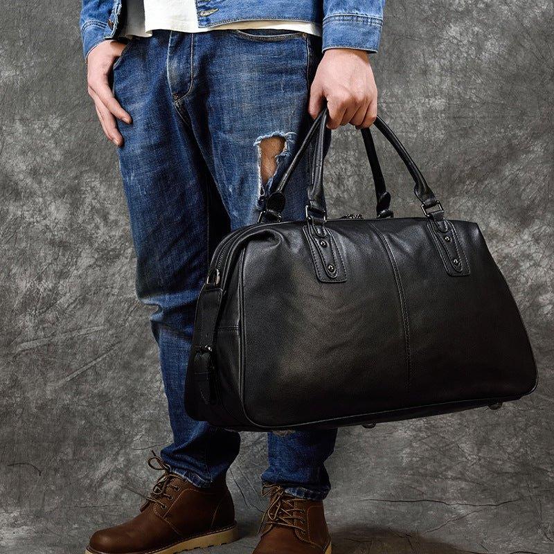 Embossed Full Grain Leather Duffle Bag for Men - Woosir