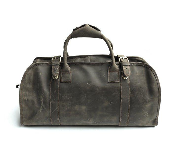 Leather Travel Bag Mens With Lock, Grey